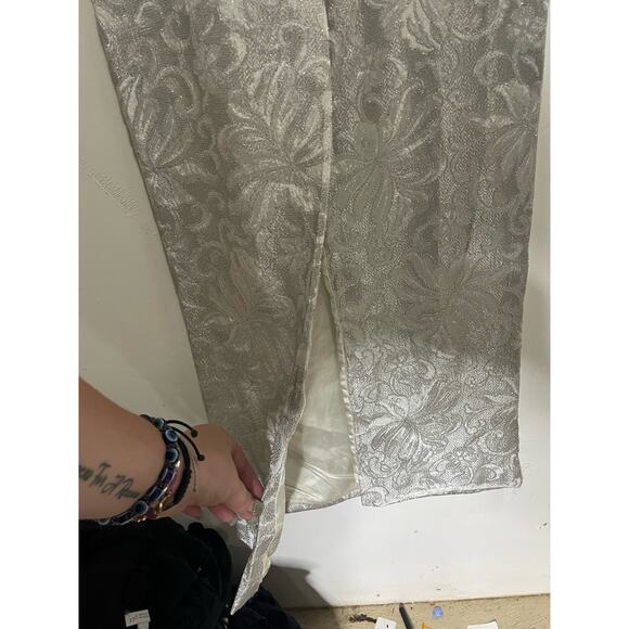 Jessica McClintock Silver Gown VTGH Size 8 Long Beyonce Megan Markle - Picture 11 of 13